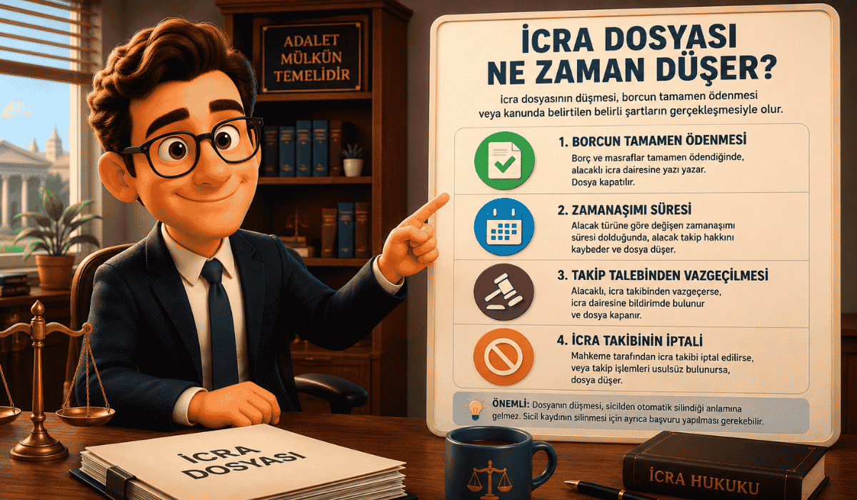 İcra dosyası hangi hallerde düşer, icra dosyası ne zaman düşer, icra borcu 5 yıl ödenmezse ne olur, icra dosyası ne zaman takipsiz kalır, borcu ödenen icra dosyası ne zaman kapanır, durdurulmuş icra dosyası